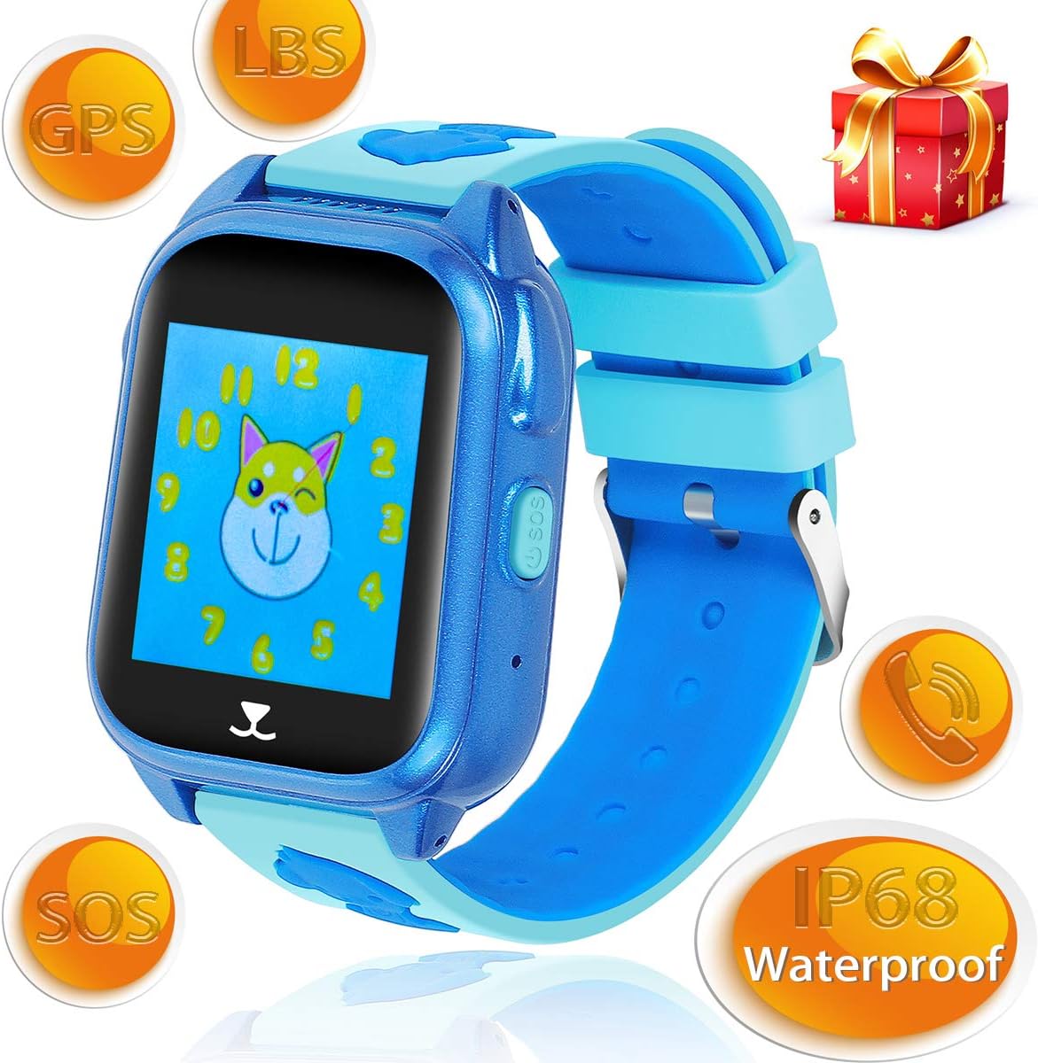 Kids Smartwatch GPS LBS IP68 Waterproof SOS Call Camera 1.44 Inch LCD Sound Guardian