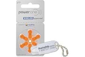 PowerOne Mercury Free Hearing Aid Batteries Size 13 - Pack of 120 + Free Battery Caddy
