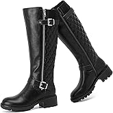Ruiee Knee High Boots for Women Classic Comfort Riding Combat Boot Round Toe Side Zipper Long Tall Fall Winter Womens Boots.