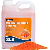 VOISEN 2 LBS Orange Indicating Silica Gel Desiccant Beads | Reusable Desiccant Industry Standard 3-5 mm(Orange to Green),Desiccant for 3D Printer,Electronic,Clothes,Painting,Jewelry