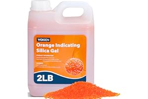 VOISEN 2 LBS Orange Indicating Silica Gel Desiccant Beads,Reusable Desiccant Industry Standard 3-5 mm,Desiccant for 3D Printer,Electronic,Clothes,Painting,Jewelry