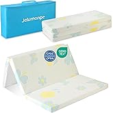 Jelumonpe Pack and Play Mattress 38"x26"x1.5",Trifold Portable Pack n Play Mattresses with Carry Bag，Waterproof Playpen Crib Mattress with Soft Breathable and Washable Cover for Baby Toddler/Flower