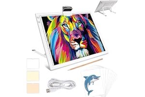 Rechargeable A3 Light Box with Built-in Foldable Stand, iVAOOZE Wireless Light Pad for Cricut Vinyl, Weeding Tools, Diamond Painting, Drawing Crafting Light Board for Tracing, Sketching (White)