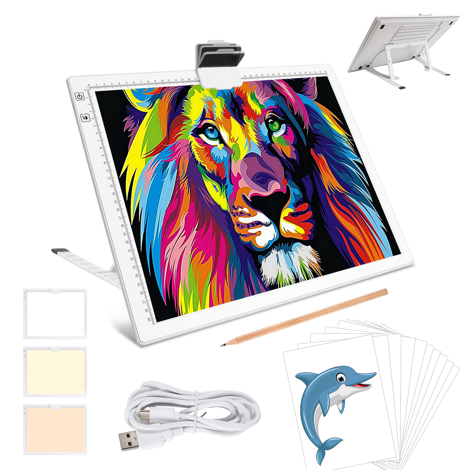 Photo 1 of Rechargeable A3 Light Box with Built-in Foldable Stand, iVAOOZE Wireless Light Pad for Cricut Vinyl, Weeding Tools, Diamond Painting, Drawing Crafting Light Board for Tracing, Sketching (White)