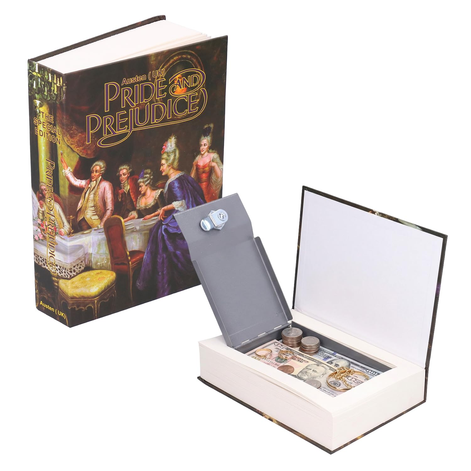 Tissting Book Safe with Key Lock, 8.7 x 6 x 1.8 in Real Page Pride and Prejudice Diversion Book Safe Storage Box Hidden Storage Lock Box for Money Cash Jewelry