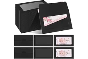 GANGBARU 120 Packs Window Card Envelopes Bulk Small Kraft Color Favor Card Sleeve Blank Certificates (Black)