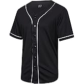 SPTEHW Blank Plain Baseball Jersey Short Sleeve Button Down Shirts Sports Hip Hop Hipster Jersey S-3XL