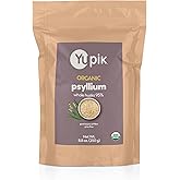 Yupik Organic Whole Husk Psyllium 8.8 Oz, 95% Purity, Soluble Fiber, USDA Certified, Non-GMO, Kosher, Gluten-Free, Sugar-Free