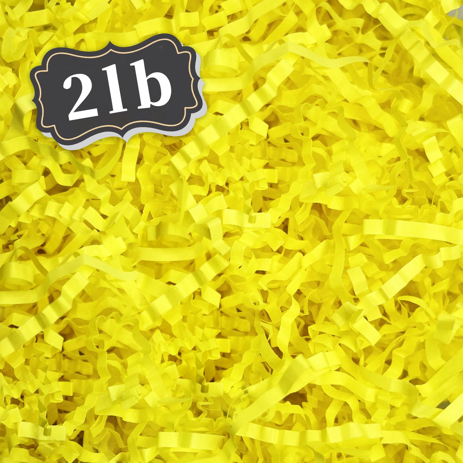 2 LB Fluorescent Yellow Crinkle Cut Paper Shred