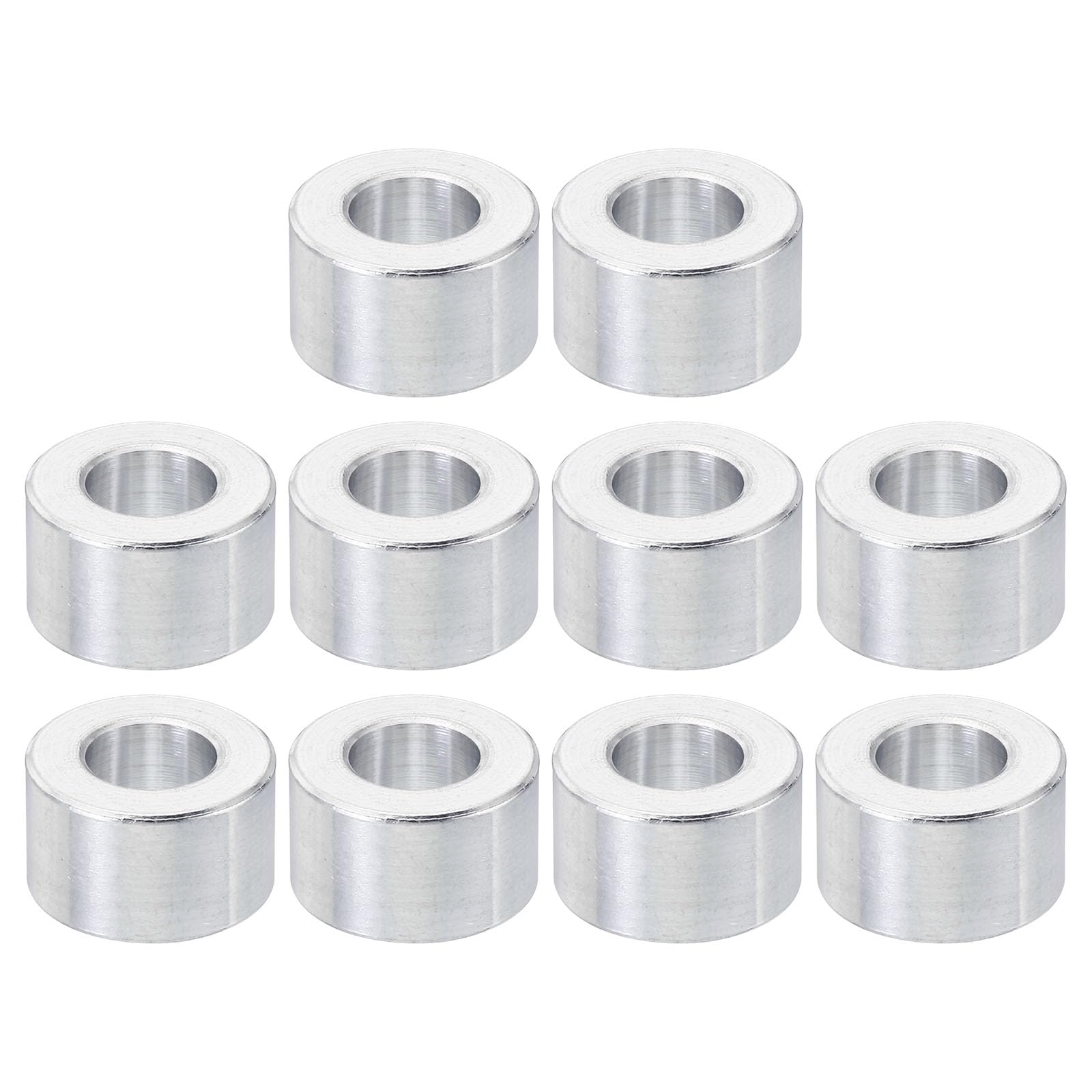 PATIKIL M10 Aluminum Spacers, 10 Pcs Metal Spacer Aluminum 10.5mm ID x 20mm OD x 12mm L Aluminum Spacer Screw Standoff Round for 3/8" M10 Screw Bolts