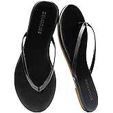 LULLASONG Flip Flops For Women Comfortable Round Toe Beach Sandals Thong Strap Slides Slip On Dressy Flats Sandals For Women