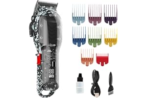 TUANCHUANRP Professional Hair Clippers for Men, Cordless Barber kit for Hair Cutting & Grooming, Black Hair Clippers Set for Barber Haircut with LED Display 8 Fade Taper Combs