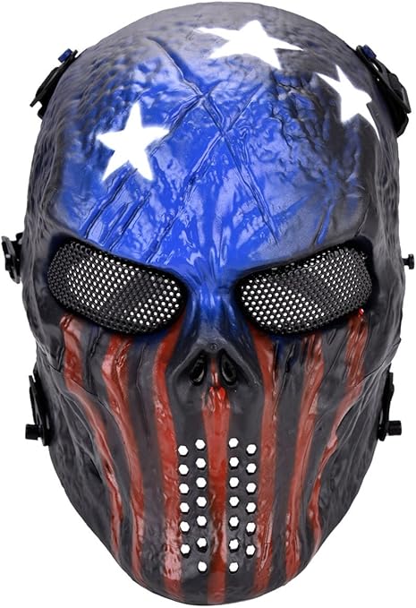 Coofit Airsoft Mask Cool Mask Dust Skull Face Mask Halloween Masks For Men Black And Blue Amazon Co Uk Sports Outdoors