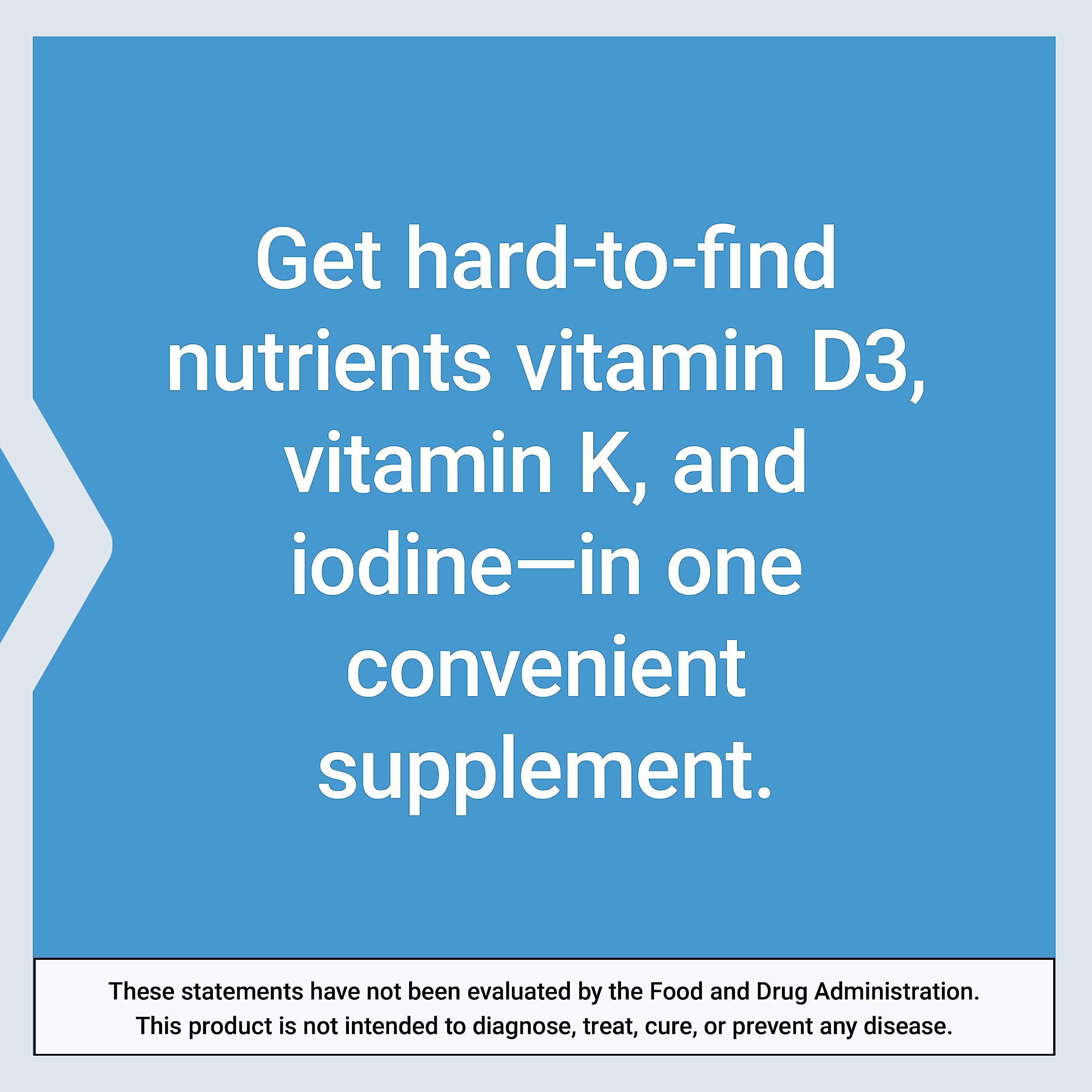 Life Extension Vitamins D and K with Sea-Iodine, vitamin D3, vitamin K1 and K2, iodine, supports immune, bone, arterial and thyroid health, non-GMO, gluten-free, 60 capsules