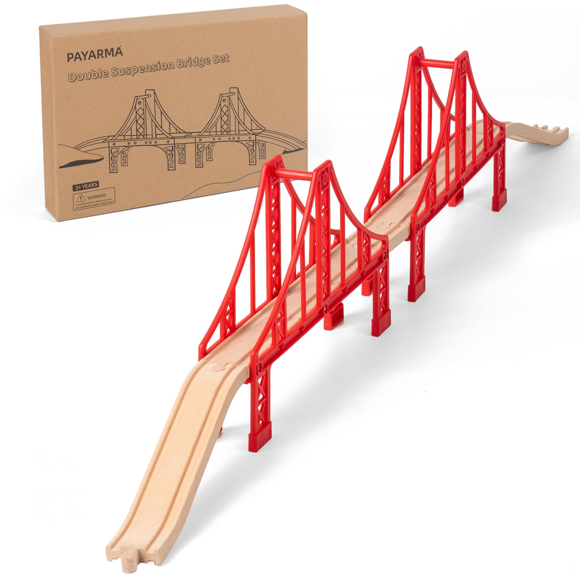 Photo 1 of Wooden Train Track Accessories Train Railway Accessories Double Suspension Train Bridge Toy Train Set for Toddlers 3-5 Train Tracks Compatible with All Leading Brands