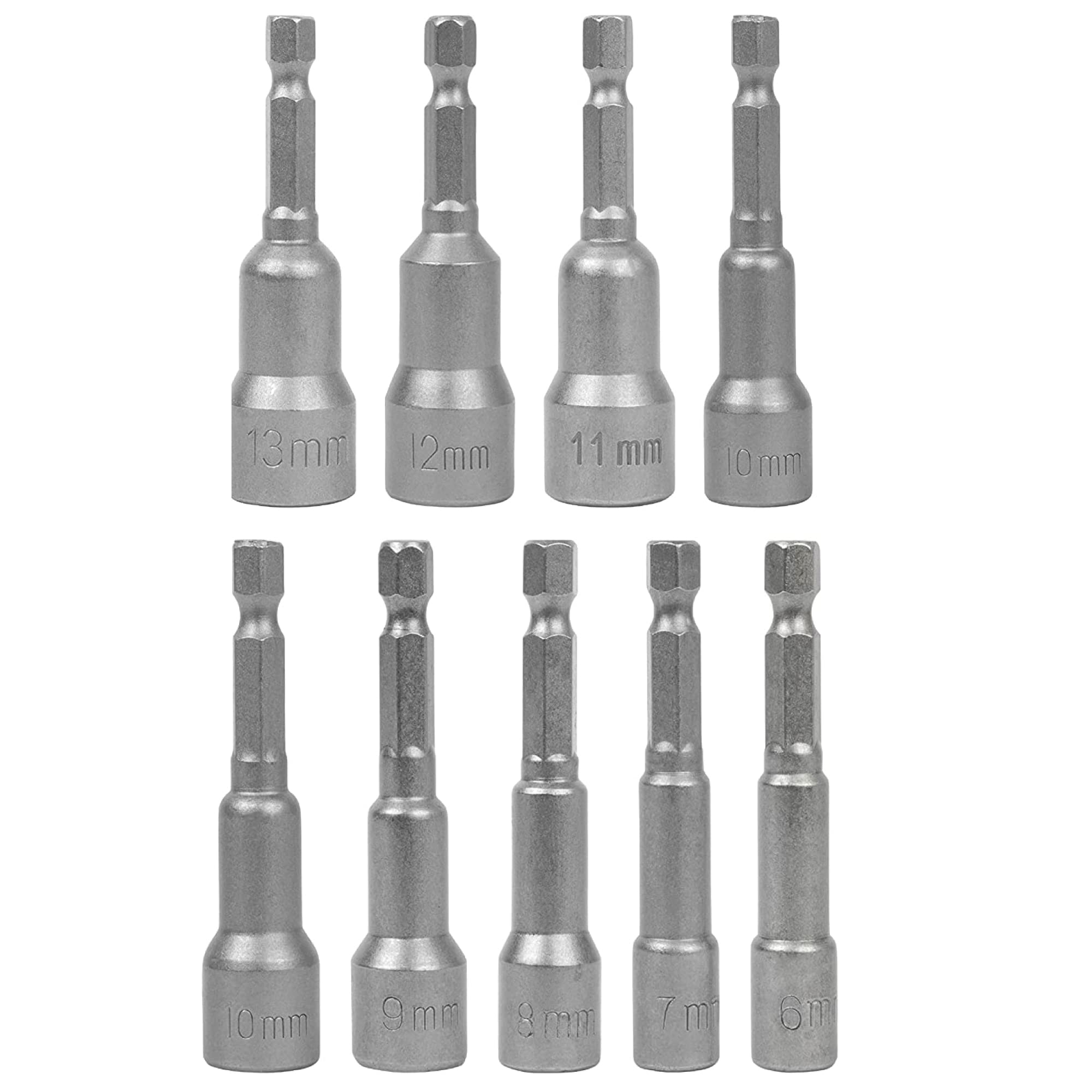 8PCS Magnetic Nut Drill Socket - 1/4" Hex Shank Quick Change Driver Drill Bits Set - Magnetic Hexagon Metric Nut Setter for Professional, DIY and Household Works