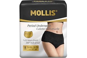 MOLLIS Disposable Period Underwear for Women, Unscented, Postpartum Panties, Maternity Knickers Heavy Flow Leak Proof, Black,