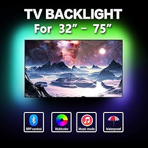 13.2Ft LED Strip Lights for 32-75 inch TV,Waterproof RGB USB Powered TV Led Backlight with APP Control,TV Led Back Light Kit for Flat Screen TV,PC,CAR