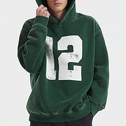 FAIABLE Mens Oversized Hoodie Acid Wash Vintage