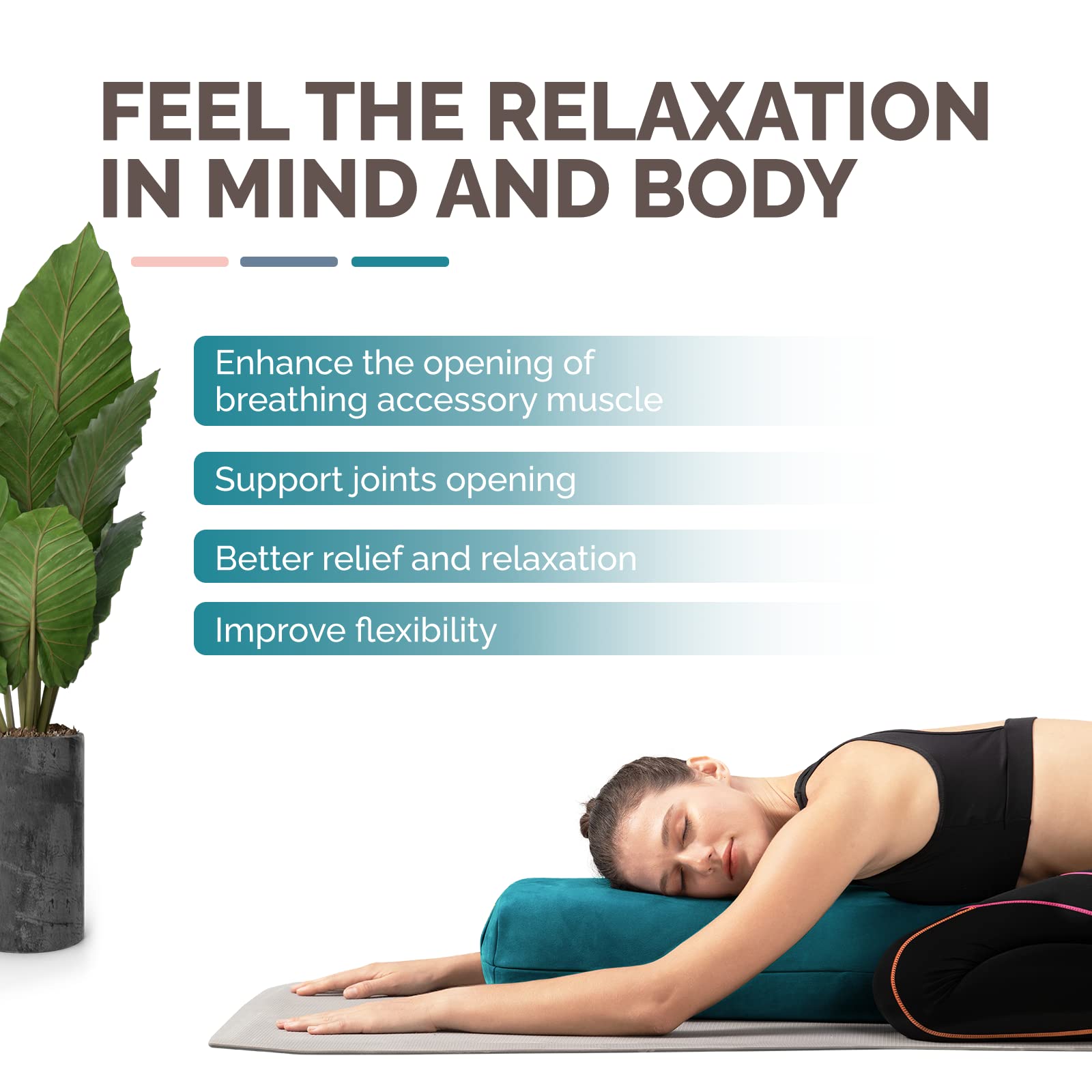 Yes4All Triple-Layer Sponge Yoga Bolster Pillow for Restorative Yoga & Meditation - Versatile Yoga Support Pillow, Balance & Poses Modification - Image 4