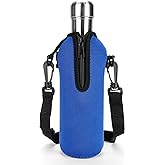Linkidea Neoprene Water Bottle Carrier with Strap Compatible with S ORIGINAL, Koodee, MIRA 17oz Cola Shaped Bottle, Insulated Waterbottle Sling Bag with Shoulder Strap, Blue