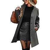 UMIPUBO Women's Winter Single Breasted Pea Coat Casual Stand Collar Overcoat Work Office Classic Jacket with Pockets