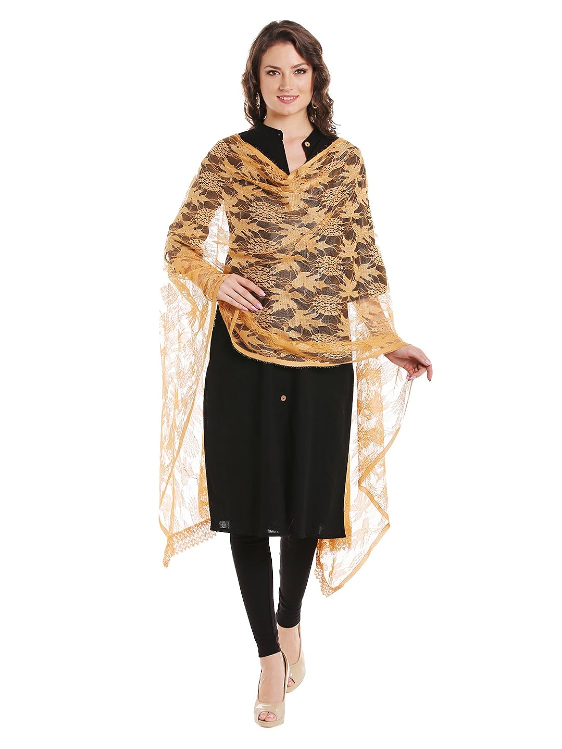 dupatta bazaar women's gold net dupatta