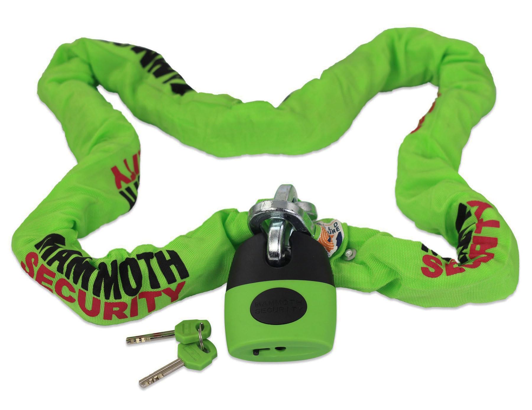 Mammoth Security Motorcycle Lock & Chain Sold Secure Gold Approved 12mm Thick Square Chain x 1.8m Long Motorbike Scooter Quad Padlock