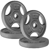 Yes4All 1 Inch Grip Weight Plates, Cast Iron Strength Training | 3-Handle Design for Easy Loading &amp; Carrying, Available in 2.5 - 35 lb Sizes for Custom Strength Training Progression