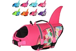Doglay Dog Life Jacket, Ripstop Cute Shark Dog Life Vest with Superior Buoyancy and Rescue Handle, Adjustable Puppy Life Vests for Swimming Boating, Pet Flotation Vest for Small Medium Large Dogs
