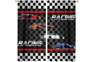 NANACUR Kid Racing Blackout Curtains, Speed Racing Car Race Track Extreme Sports Window Drapes, for Children Boys Teen Games Room Living Room Bedroom 31.5(W)*72(L) 2 Panels