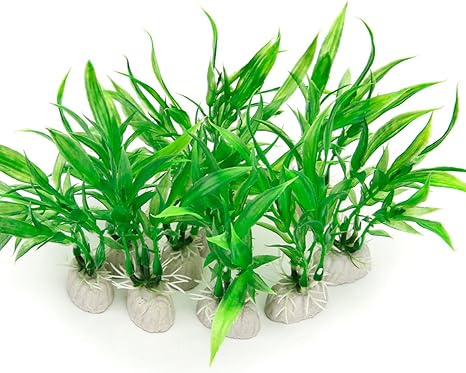 Amazon Com Comsun 10 Pack Artificial Aquarium Plants Small Size