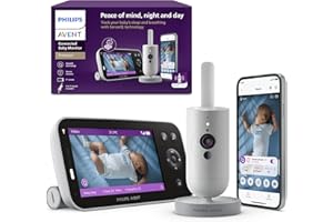 Philips Avent Premium Connected Baby Monitor, Smart Baby Monitor with App, 1080p Camera, SenseIQ Sleep & Breathing Motion Tracking, Cry Detection & Translation, Two-Way Audio, Night Vision, SCD973/37