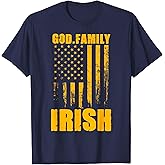 Notre Dame Irish God. Family. Vintage USA Flag T-Shirt
