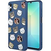 HTXWXJC Phone Case for Galaxy A06 Case, Samsung A06 SM-A065F Shockproof Flexible Bumper TPU Soft Case Cat Pattern Phone Cover for Samsung Galaxy A06 4G Blue Cat