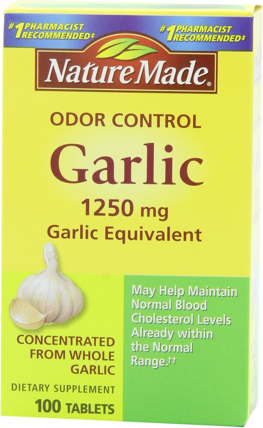 Nature Made Odor Control Garlic, 1250mg, 100 Tabs: Health & Personal Care