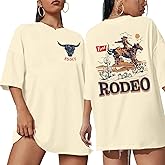 KIDDAD Rodeo Shirts for Women: Cowgirl Outfits Country Concert T Shirts Vintage Cow Skull Graphic Tees Oversized Tops