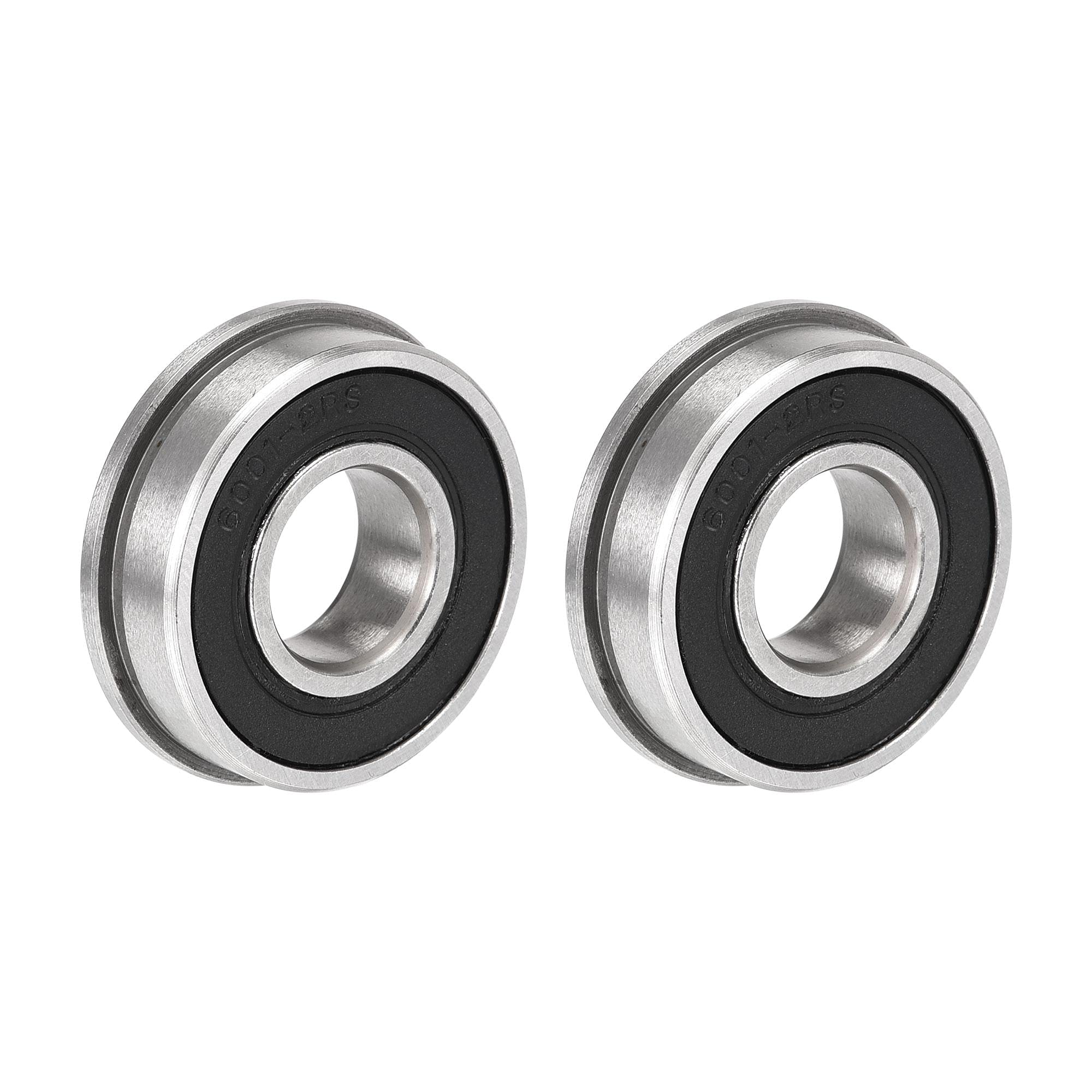 sourcing map F6001-2RS Flanged Ball Bearing 12x28x8mm Double Sealed Chrome Steel Bearings 2pcs