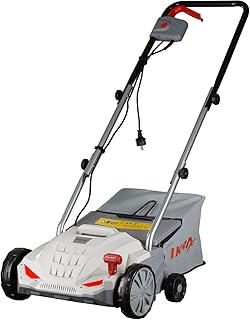 IKRA 80200860 Elektro Vertikutierer Rasenlüfter IEVL 1532 Fangkorb 30L Arbeitsbreite 32cm Arbeitstiefe einstellbar, 1500 W, 230 V, Grau/Rot/Schwarz