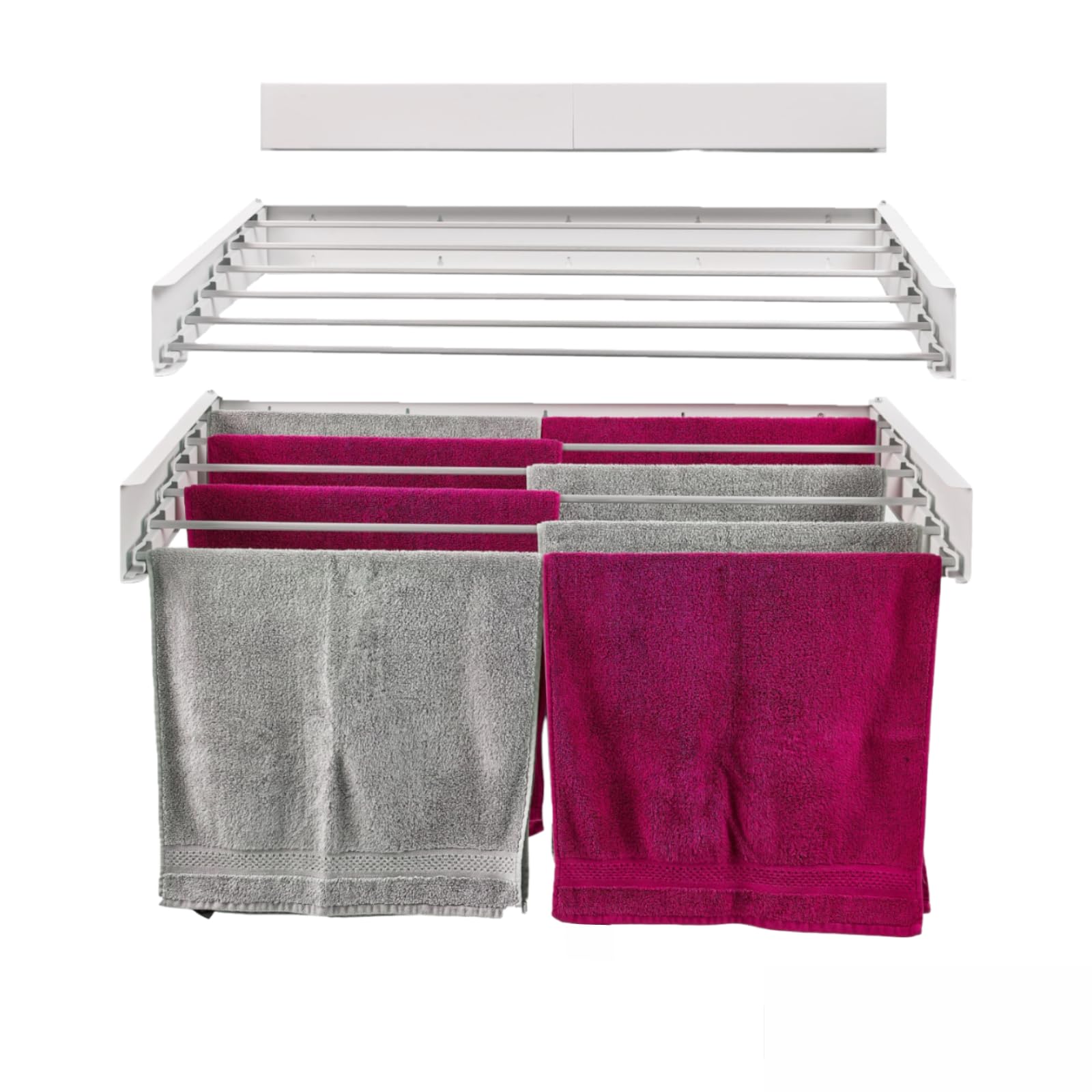 foxydry HIDE Wall Mounted Clothes Airer Balcony Wall Mounted Clothes Airer for Outdoor and Indoor Retractable Foldable 101 x 50 x 11.5 cm (101 cm, White (Limited Edition))