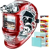 TRQWH Welding Helmet with Light True Color Auto Darkening Welding Helmets for Men Solar Powered Welding Hood with 2 Arc Sensor Wide Shade 4/9-13 for TIG MIG ARC Cool Welder Mask