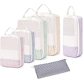 Narwey 6 Set/5 Set Compression Packing Cubes for Travel Kids Women Carry on, Packing Organizers Bag for Backpack Luggage Suitcase Duffle Bags