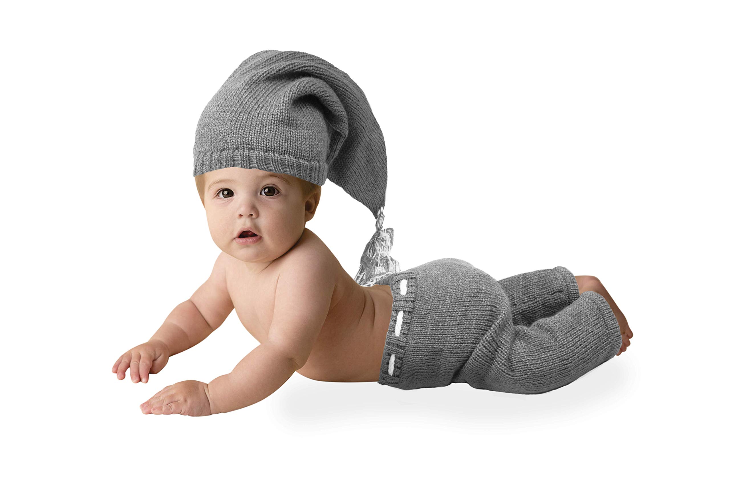Newborn Baby Girl Boy Crochet Knit Costume Photo Photography Prop Hats Outfits (Light Grey Outfit)