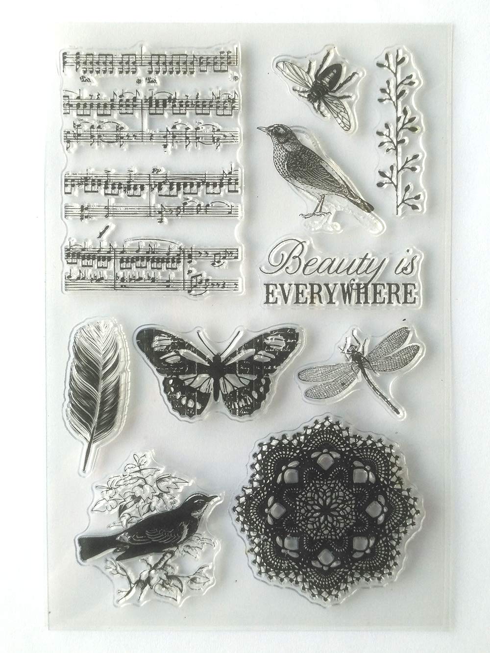 Scrapbooking Maguo Vintage Clear Stamps Music Note Insect Feather Birds Butterflies Dragonfly For Paper Craft Card Making Decoration And Diy Scrapbooking Arts Crafts Sewing