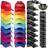 HYASTO Hat Organizer 36 Baseball Caps Rack Holder 2 Pack Wall Mount Storage | Closet, Door, or Wall Storage - Adjustable Clips Hold 36 Caps Securely, Adhesive or Screw Mount, Black, Space-Saving Design