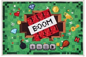 Pixel Bathroom Rug Carpet, 60x40cm/23.6x15.7in Soft & Non-Slip Bathroom Floor Mat Video Games Theme Bath Decor for Kids Teens