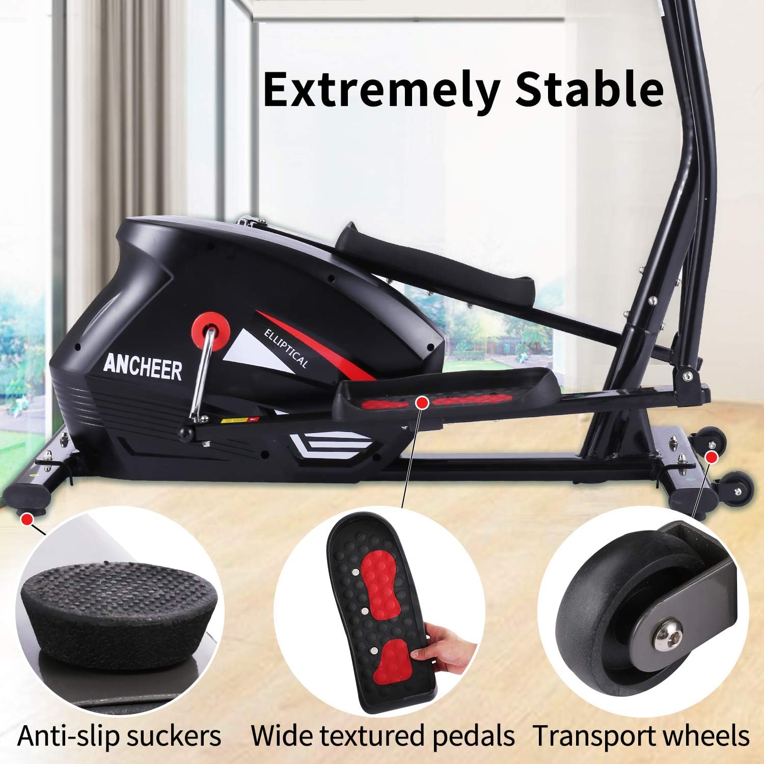 Digital Monitor ANCHEER Elliptical Exercise Machine for Home