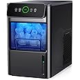 Silonn Portable Countertop Ice Maker - 20lbs of Bullet Ice per Day, Makes Ice in 6 Minutes, Stainless Steel with Visible Water Level Window, Ideal for Kitchen, Office, and Camping