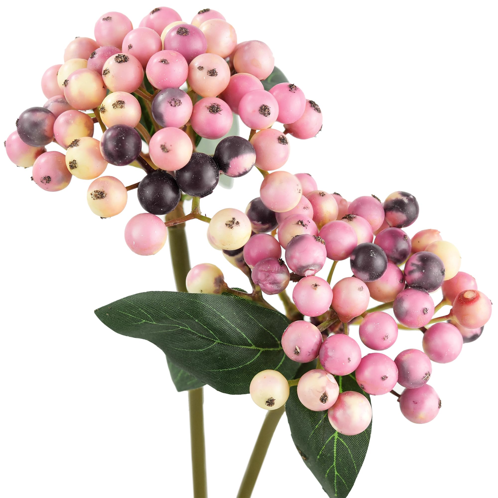 FiveSeasonStuff Real Touch Artificial Holly Berries Flower Arrangements, Christmas Wreath Decorations 2 Stems (Blush Violet)