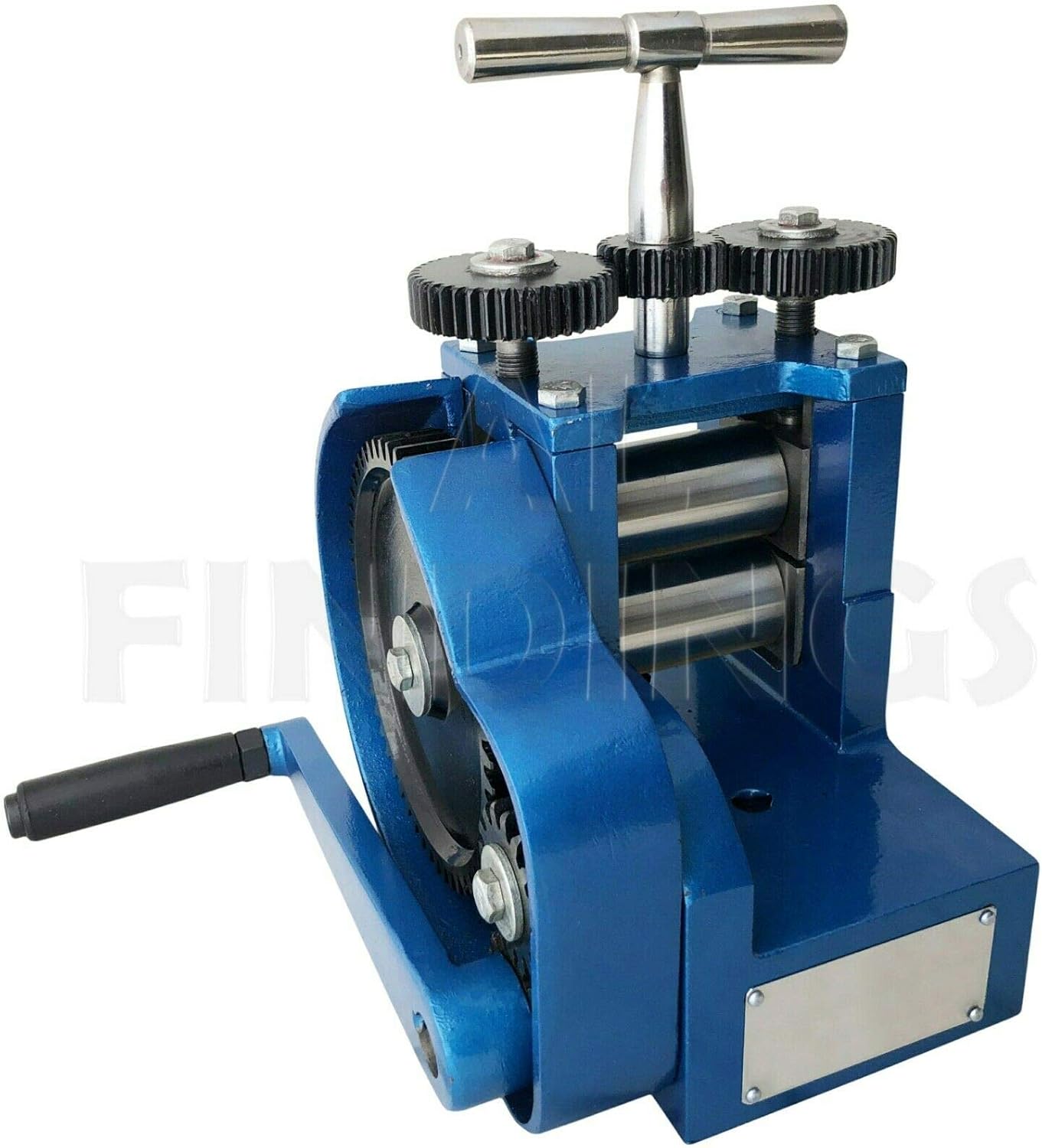 Rolling Mill 3" Flattening Designs Gold Silver Ingots 7 Rollers Jewellery Tool, Blue - Image 3